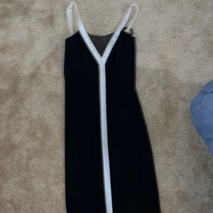 Long black and white stipe dress
